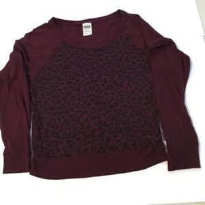 Pink by Victoria Secret long sleeve burgundy. Sweater. Extra small